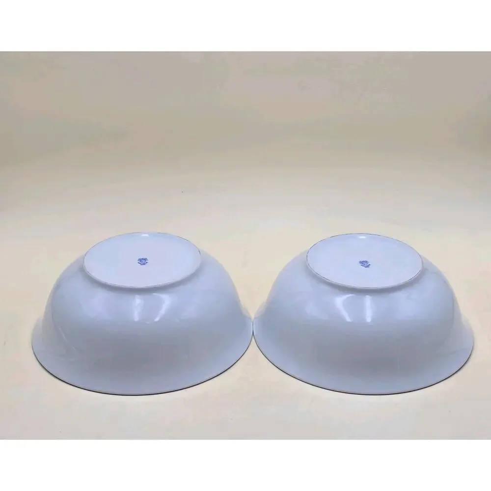 Alfoldi Porcelan Serving Bowl Set of 2 Blue Rim 10